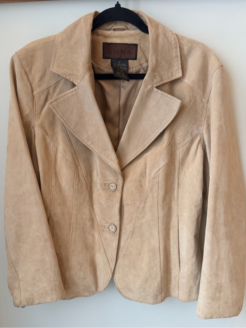 SIENA Genuine Leather Suede Blazer Jacket — Size 16
